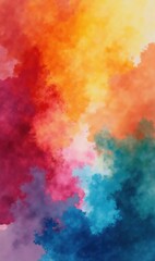 Fototapeta premium Vibrant abstract watercolor background featuring a blend of warm and cool colors, perfect for creative projects, branding, and artistic presentations.