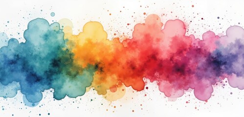 Obraz premium A vibrant blend of watercolor splashes, creating an artistic and colorful background ideal for creative projects, invitations, or branding materials.