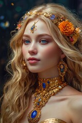 Smiling.Envision a radiant and ethereal goddess of love and happiness, set against a backdrop of stunning visuals and intricate Japanese anime style. This enchanting figure is depicted