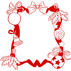 Christmas frame, hand drawn border, vector Christmas banner with fir branches, New year, Christmas doodle hand drawn pattern, wreath frames, Christmas frame of tree branches