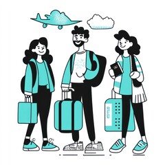 Happy travelers ready for adventure.