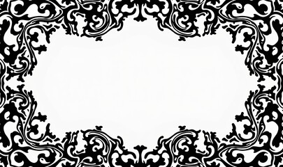 Elegant black and white ornamental border, perfect for invitations, certificates, or art prints, adding a touch of sophistication to any design project.