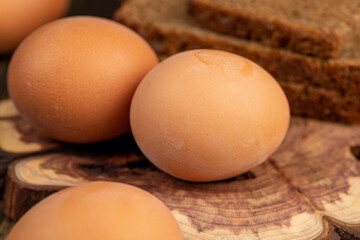 boiled chicken eggs on the table. close-up