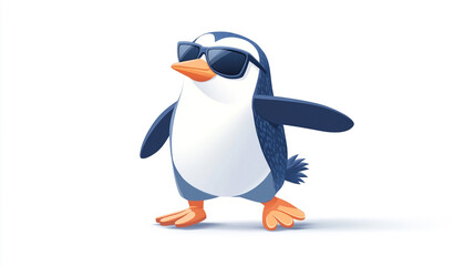 Obraz premium Cool Penguin in Sunglasses Cartoon Bird Summer Fun Antarctic Animal