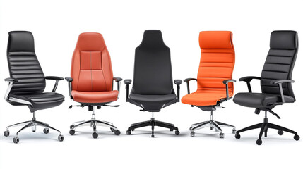 Obraz premium Modern Office Chairs Black Orange Red Leather Executive Seating