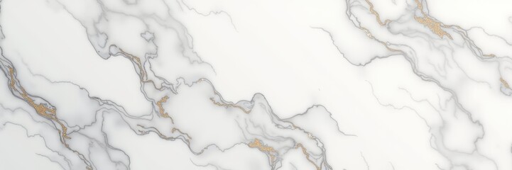 Obraz premium Elegant white marble surface with subtle gray and gold veining. Perfect for interior design, luxury branding, or architectural projects.