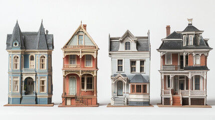 Fototapeta premium Victorian House Models Architecture Real Estate Home Design Miniature Buildings