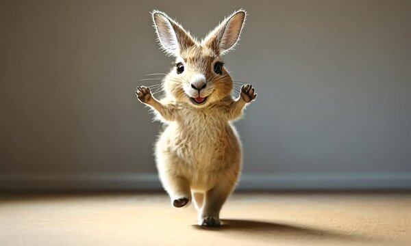 A Joyful Bunny Hop: A whimsical image of a cheerful rabbit in mid-leap, radiating happiness and warmth.
