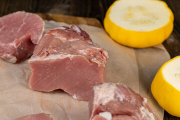 a cut piece of pork fillet on a cutting board