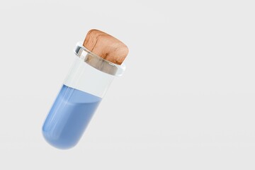 3d Test tube icon. Minimal Cartoon Chemical glasses test tube analysis icon. Laboratory equipment chemistry concept. Chemical laboratory science concept isolated on transparent background. 3d render.