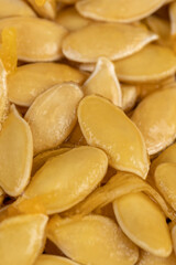 wet fresh seeds of ripe orange pumpkin
