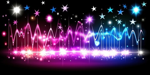 Colorful, star-filled background with a purple line in the middle