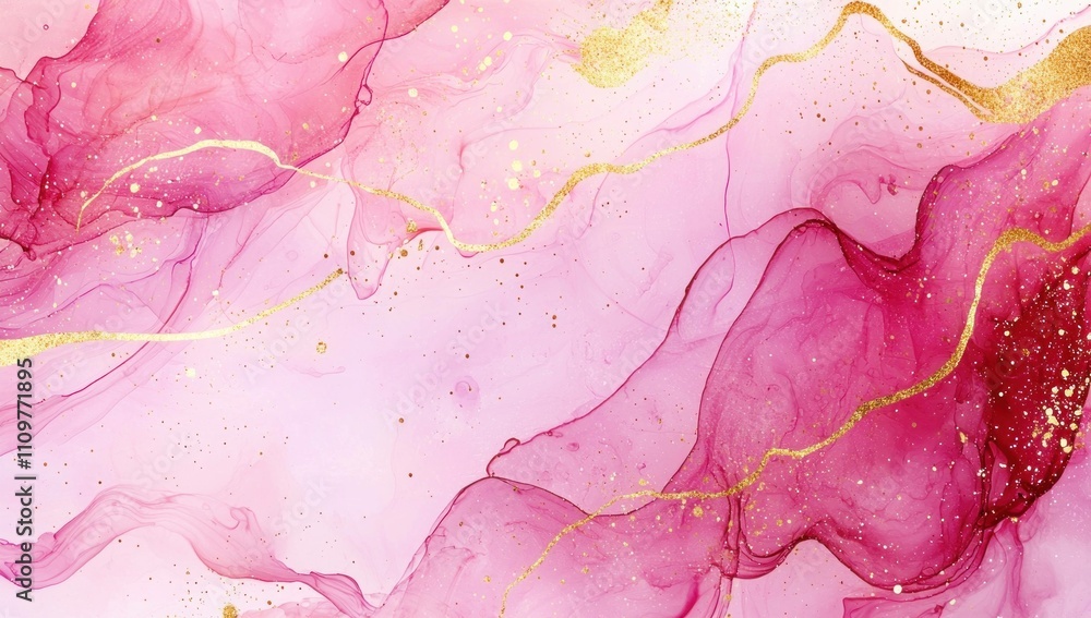 Poster abstract pink and gold fluid art with flowing lines and textured waves. elegant blend of colors crea