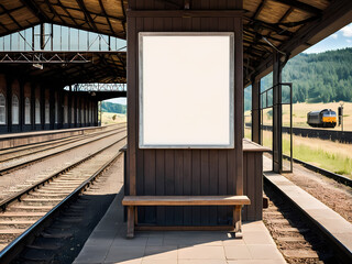 Mock up advertisement board at a old station