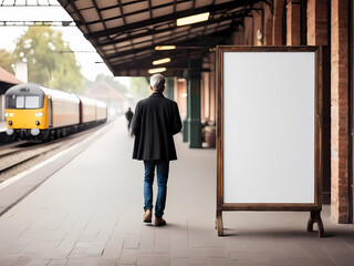 Mock up advertisement board at a old station