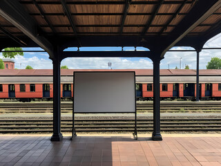 Mock up advertisement board at a old station