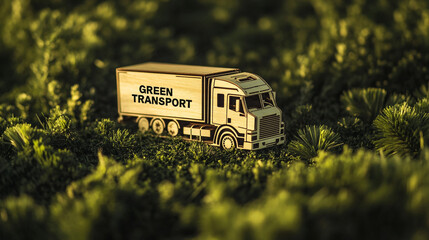 Eco Friendly Green Transport  Wooden Truck Model in Moss