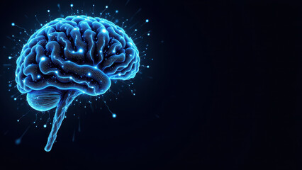 Fototapeta premium Brain illustration with glowing particles, representing Artificial General Intelligence.