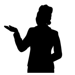 案内するポーズを女性のシルエット