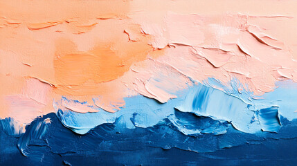 Fototapeta premium Abstract Peach Pink Blue Impasto Painting Texture