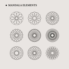 set of mandalas in vector. black geometric illustration. vector for logos, decoration, symbols. symmetrical, abstract mandala illustration
