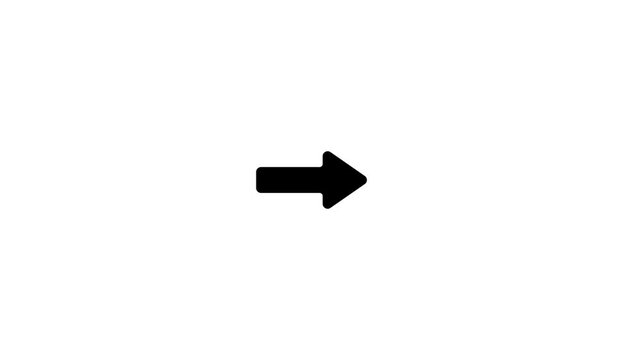 arrow icon animation on a white background. Moving the arrow to the side. arrow pointing left to right direction on white background