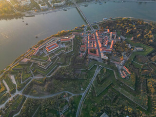 Petrovaradin Fortress Novi Sad on Danube - Aerial Drone View, Serbia