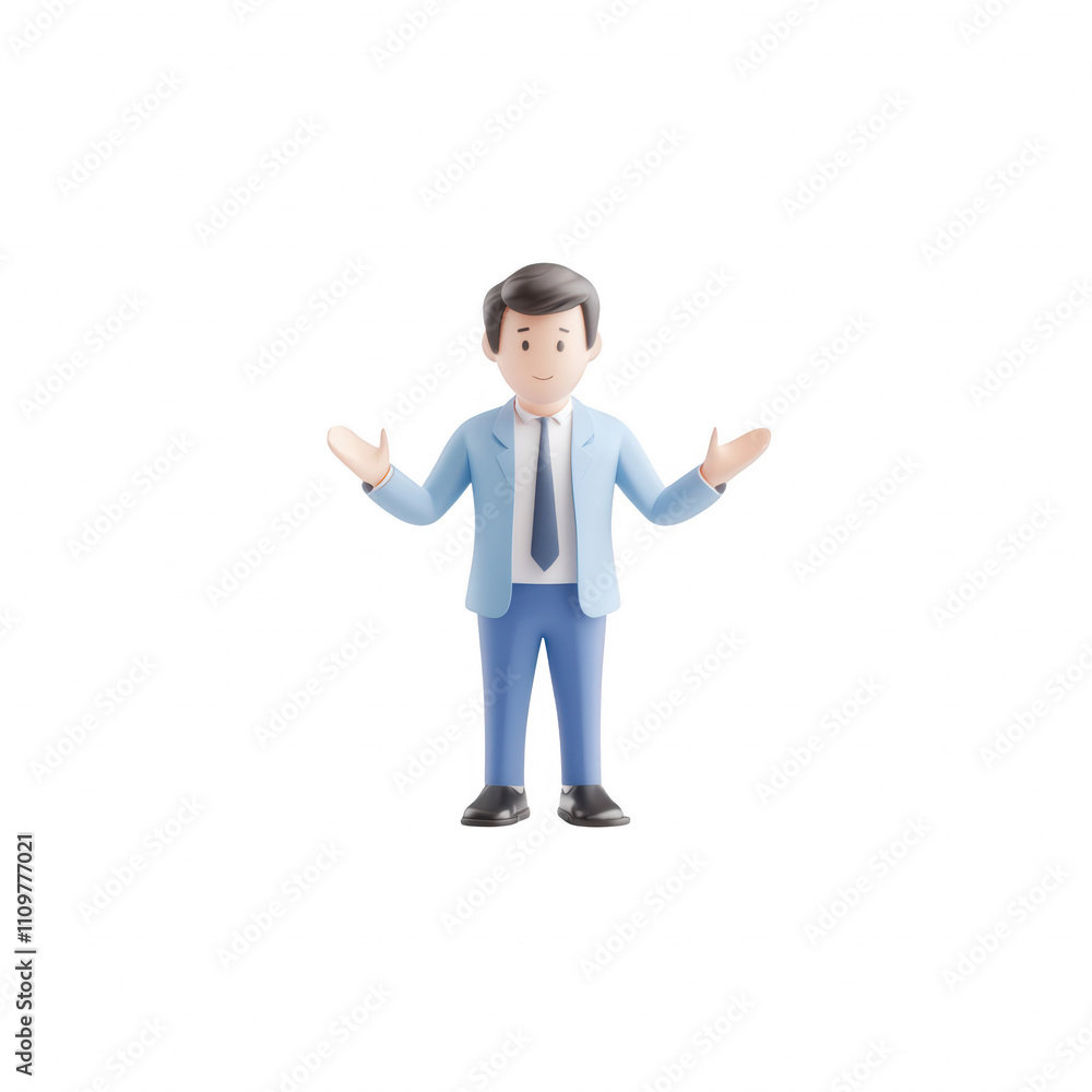 Poster a professional man demonstrating confidence and openness in a business setting., isolated on a trans