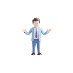 A professional man demonstrating confidence and openness in a business setting., isolated on a transparent background.