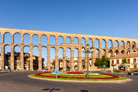 Vistas del Acueducto de Segovia en Castilla y Le&oacute;n, Espa&ntilde;a. Patrimonio de la Humanidad por la Unesco