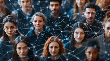  Diverse Network of Interconnected People Representing Global Community Unity