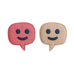 Fototapeta premium Two smiling speech bubbles in pastel colors, perfect for communication and conversation., isolated on a transparent background.