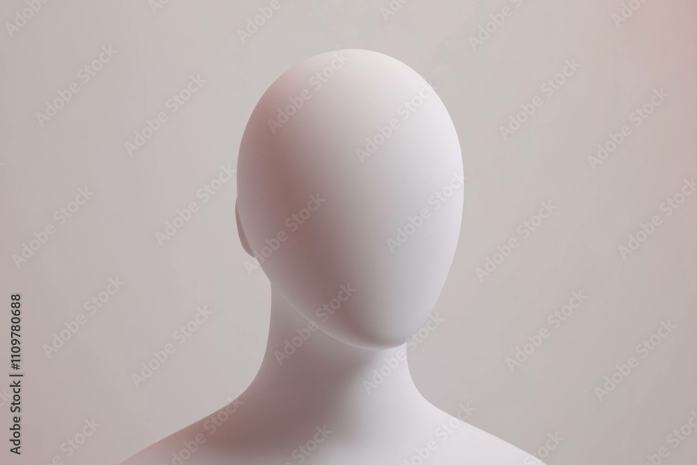 Poster minimalistic white mannequin head on a soft gradient background conveying simplicity and modernity f