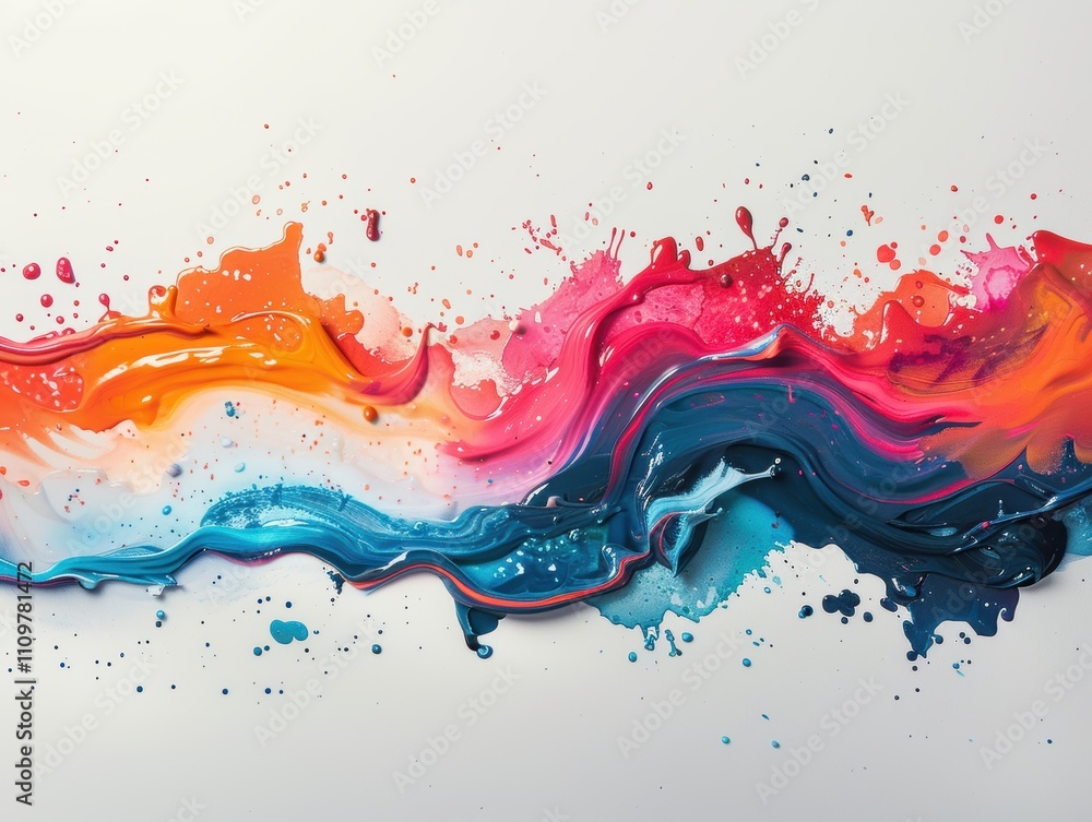 Poster vibrant abstract paint splash creating a dynamic visual flow.