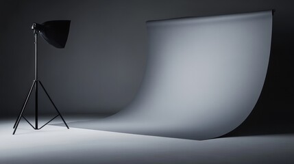 Studio photography setup with light and backdrop.