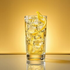 Lemon and Honey Gin on a Light, Golden Yellow Background, Drink Cocktail Menu Photography