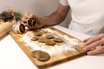 christmas and new year celebration, homemade gingerbread cookie baking, traditional recipe, christmas and new year aroma