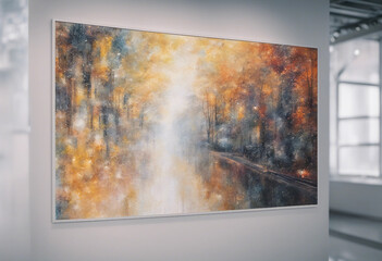 Painting on a white art gallery wall