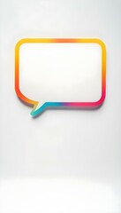 Naklejka premium a blank rectangle speech bubble with a colorful border, positioned in the center of a white background create with ai
