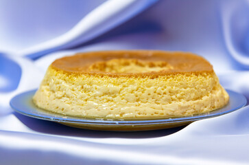 Milk ans eggs Pudding or Pudim de leite. Brazilian dessert homemade caramel custard pudding. Traditional brazilian flan