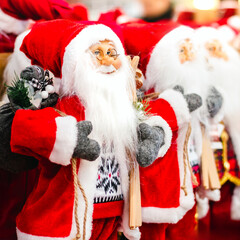 Christmas, New Year's toys Close-up of Santa Claus, grandfather frost, on blurred background