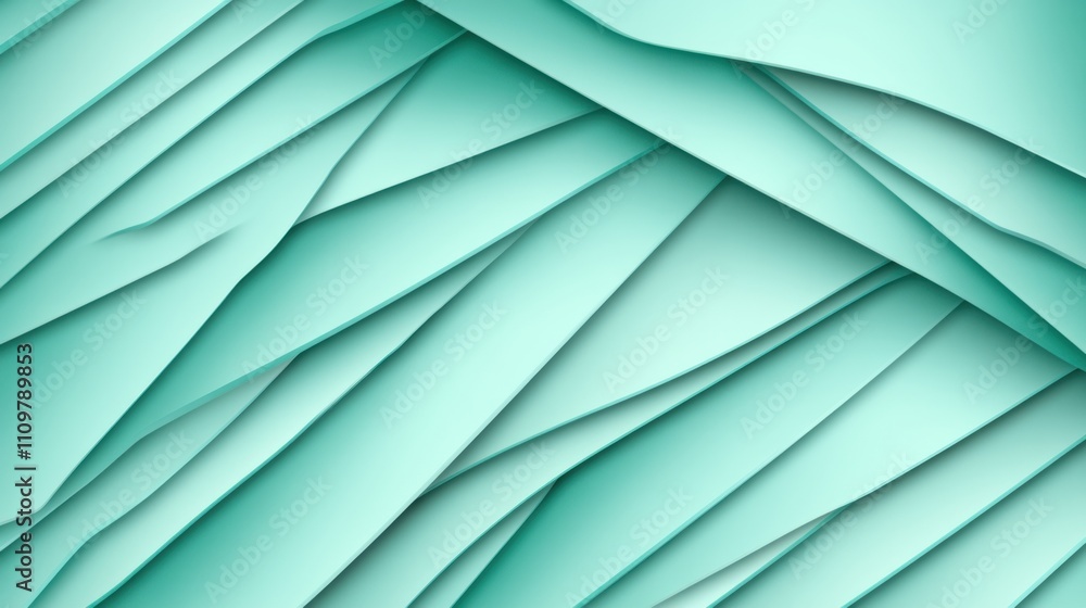 Poster abstract teal paper layers create a dynamic and textured visual effect, ai