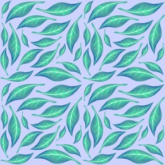 Fototapeta premium Leaves seamless pattern, plants print