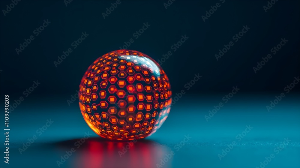Poster abstract glowing sphere with hexagon pattern, technology concept