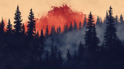 Ethereal forest scene combining pyrography-inspired elements and digital artistry, creating a dreamlike ambiance with enchanting details.