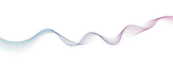 Flowing Dot Wave halftone gradient pattern on transparent background	