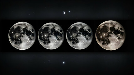 Fototapeta premium moon phases, beauty of moon, moon with stars , moon, full moon, crescent moon, new moon, waxing moon, waning moon, lunar, moon phases, moonlight, lunar eclipse, solar eclipse, supermoon, blue moon, 