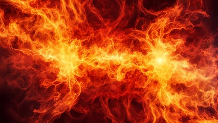 Fiery Burst of Red and Yellow Flames with Smoke and Open Center