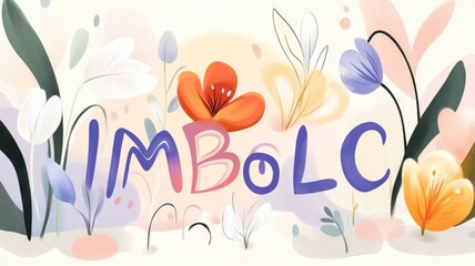 Fototapeta premium Celebration of imbolc: vibrant floral design for seasonal festivity themes