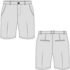 Chino shorts pants vector illustration. Trouser mock up editable	